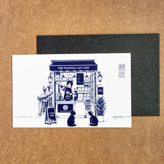 The Waiting Cat Cafe Postcard (기다리는 고양이 카페)