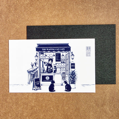 The Waiting Cat Cafe Postcard (기다리는 고양이 카페)